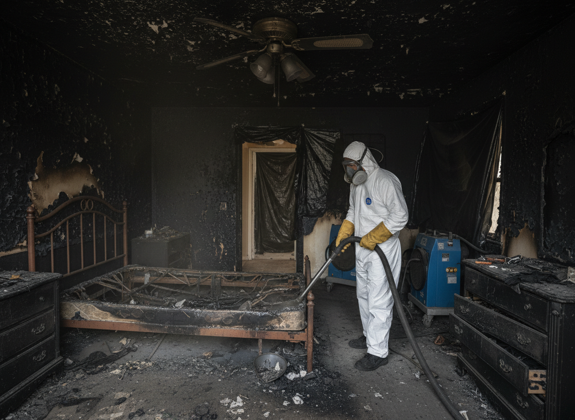Bedroom Fire Damage Cleanup in Midway City, CA