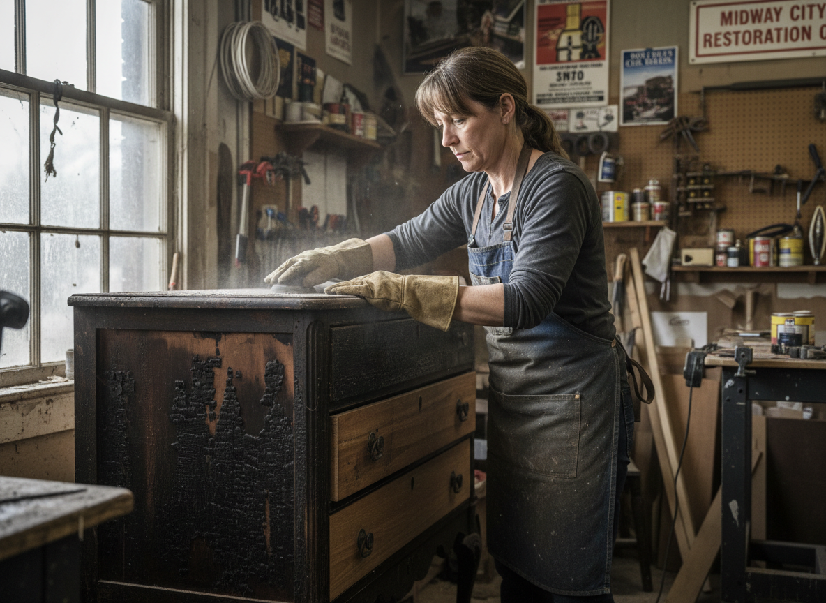 Fire-damaged Furniture Restoration in Midway City, CA