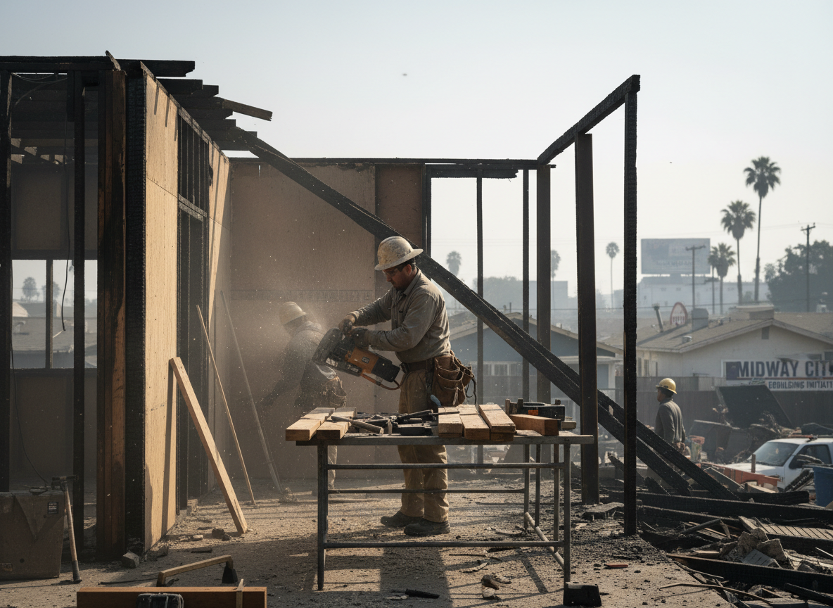 Structural Repair After Fire in Midway City, CA